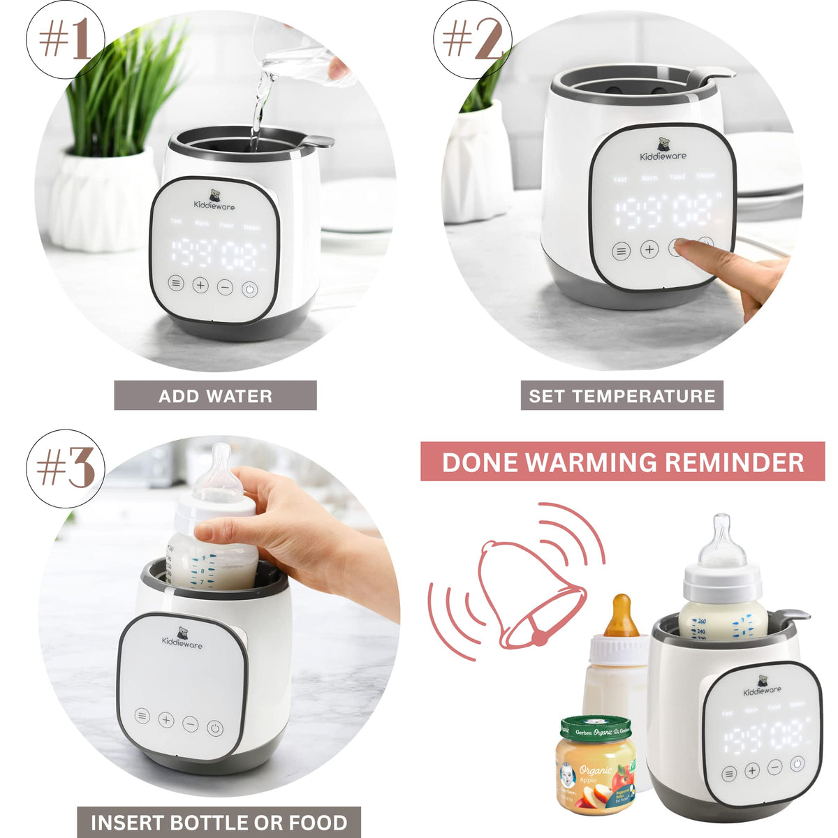 Baby Bottle Warmer for Breastmilk - 5-in-1 Feeding Bottle Warmers for all Bottles, Food Jars, and Breastmilk Bags