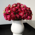 Artificial Ranunculus Flowers 18 Pcs Burgundy Faux Flowers