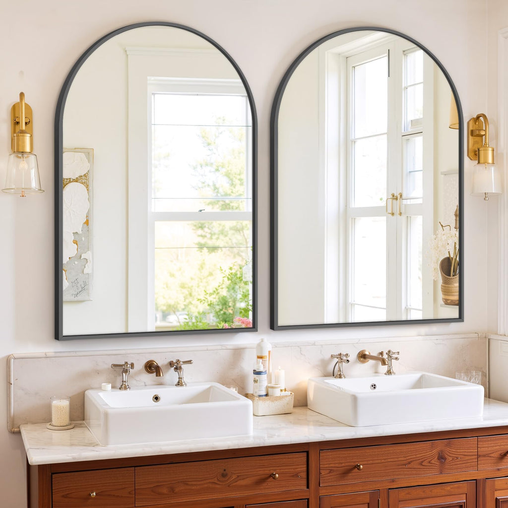 Bathroom Mirror for Wall, 36x24 Inch Arched Mirror