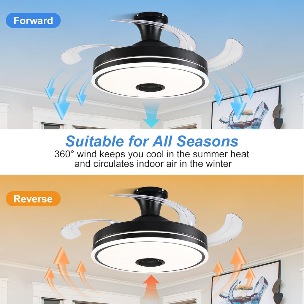 42" Smart Retractable Ceiling Fan with Light & Remote