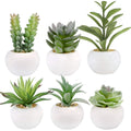 6 Pcs Artificial Succulents in Ceramic Pots Small Fake Plants