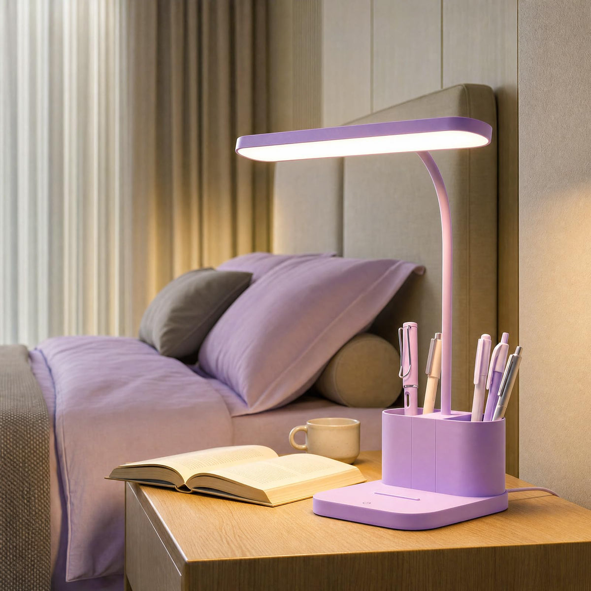 Purple Desk Lamp, Cute Table Light Bedroom
