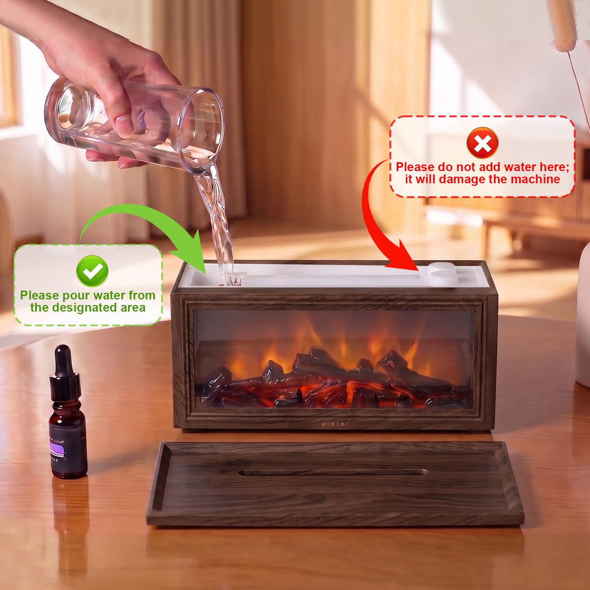 Fireplace Diffuser, Fireplace Flame Essential Oil Diffuser Humidifier