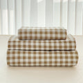 Tan Gingham King Sheet Set
