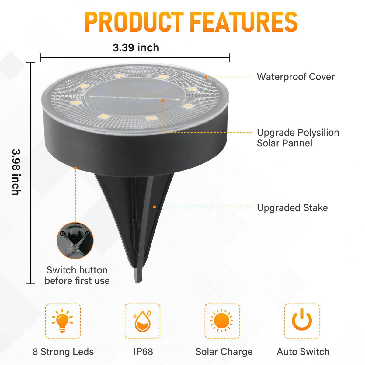Solar Ground Lights 12 Pack, IP68 Waterproof Solar In-Ground Light for Outdoor, Flat Landscape Lighting, Garden Disc