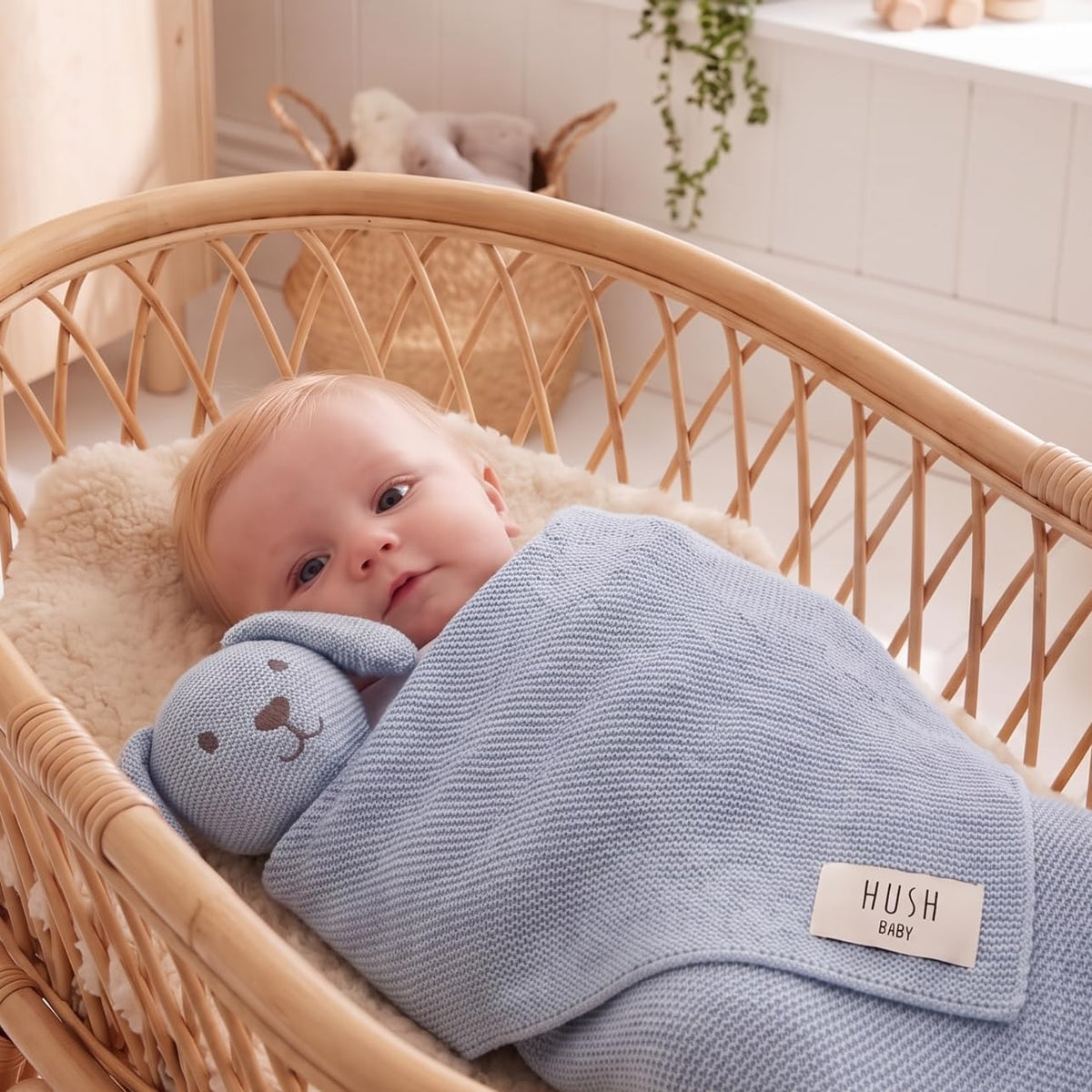 Certified Knit Comfort Blanket with Integrated Lovey - Organic Cotton & TencelTM Lyocell Blend | A Refined Expression