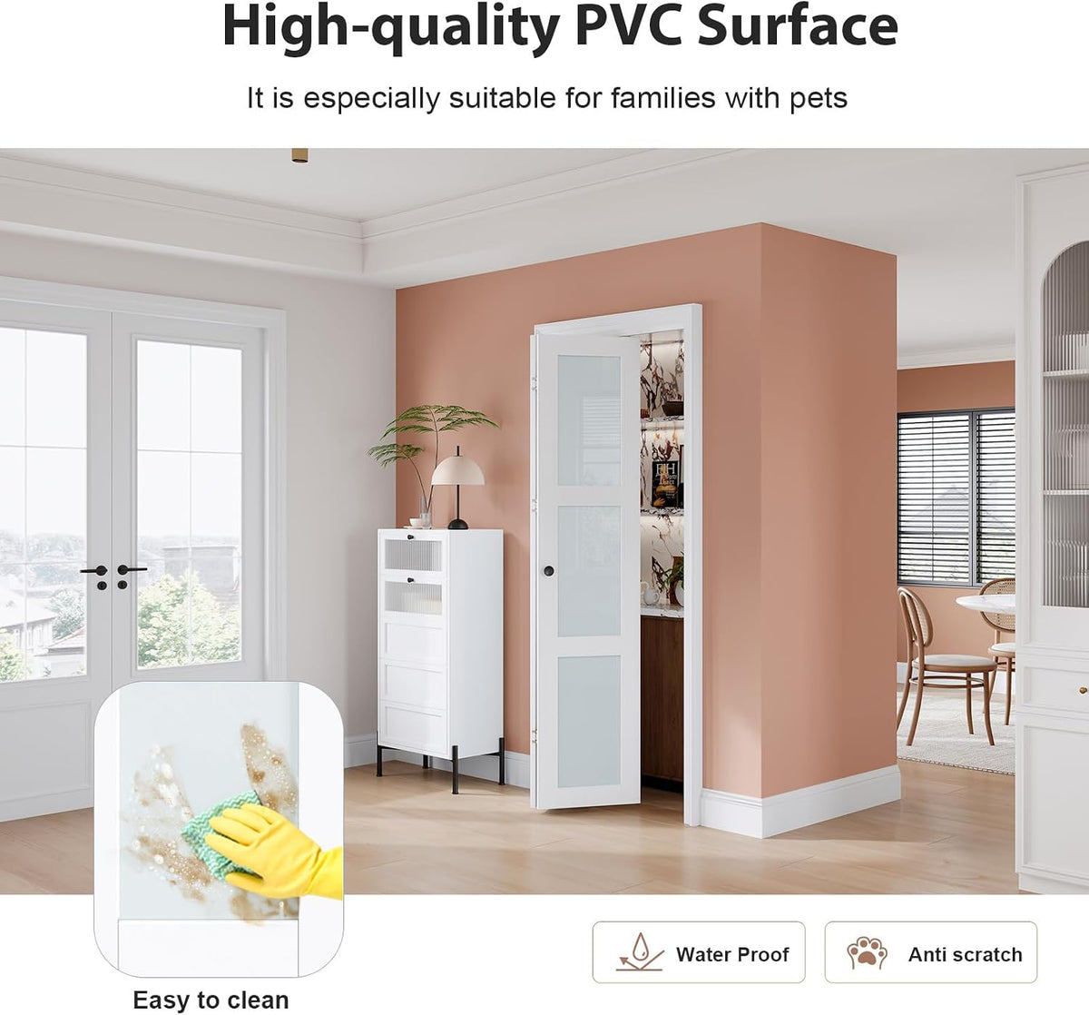 Preassembled Bi-Fold Doors, for 32"x 80" Opening,Tempered Frosted Glass Closet Folding Barn Door with Concealed
