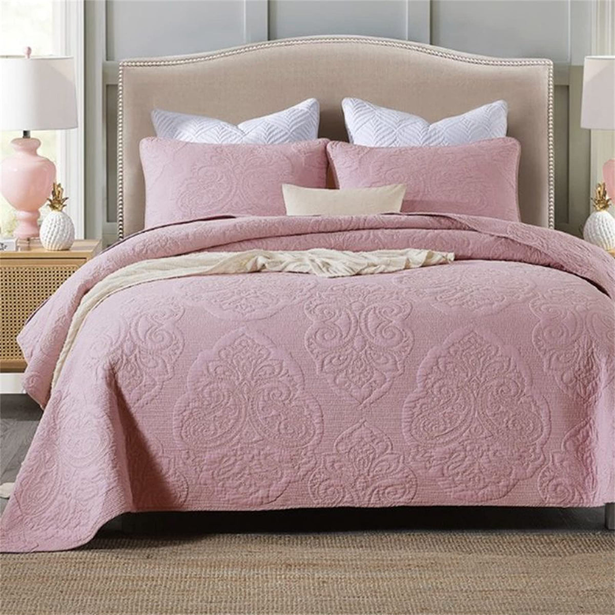 Cotton Bedspread Quilt Sets Floral Patchwork Coverlet Set Comforter Paisley Quilted Coverlet with Pillow Shams