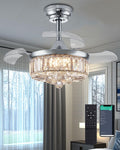 30" Chrome Crystal Ceiling Fan with Light