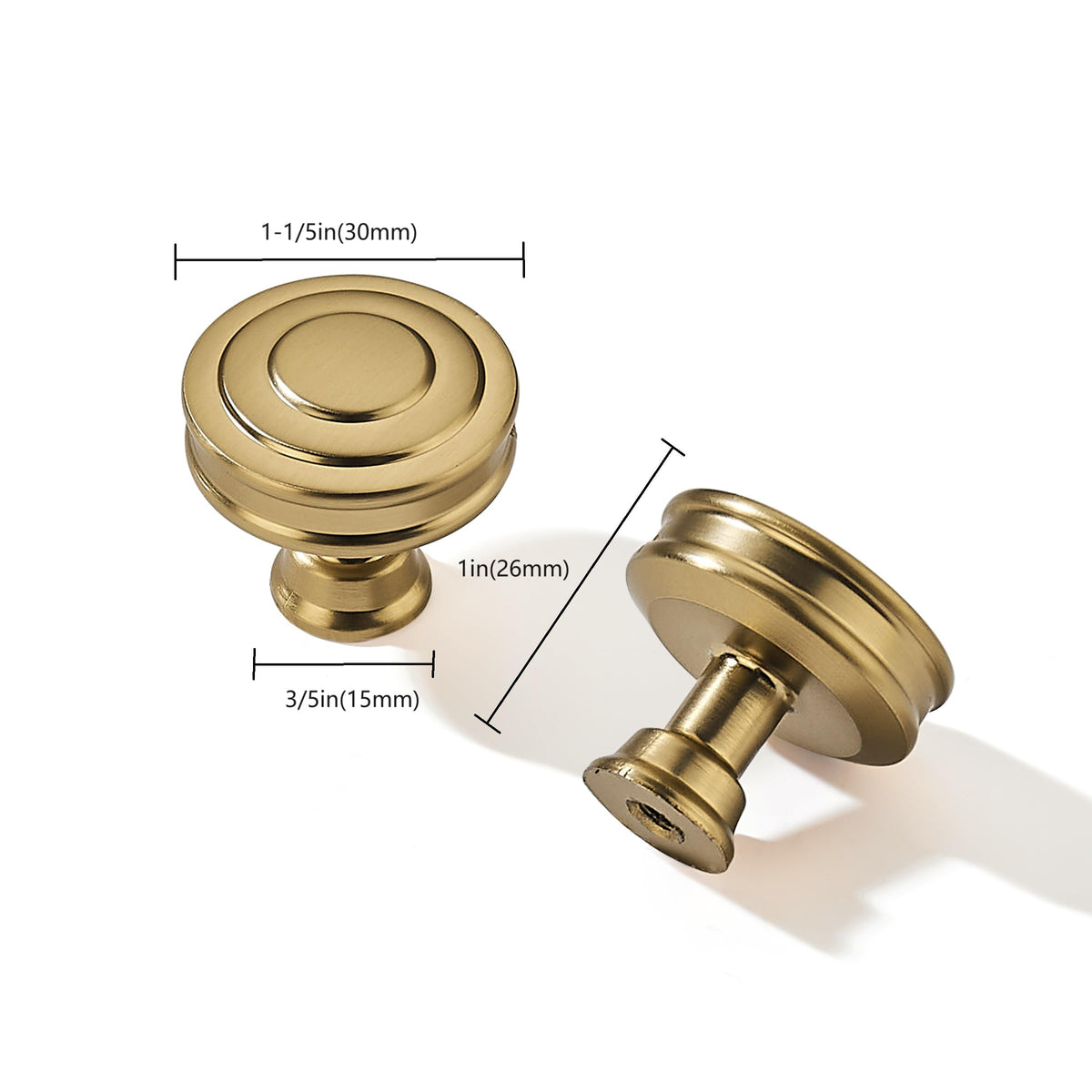 20 Pack 1-1/4 Inch(32mm) Champagne Bronze Round Cabinet Knobs Heavy Duty Soild Satin Brass Cabinet Knobs Kitchen