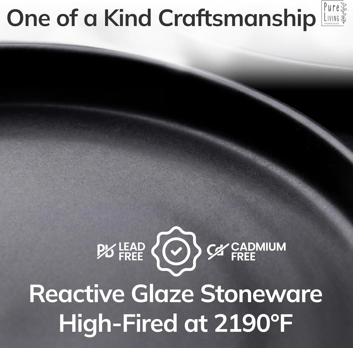 24 Piece Black Dinnerware Set for 8, Stoneware Black Plates and Bowls Set