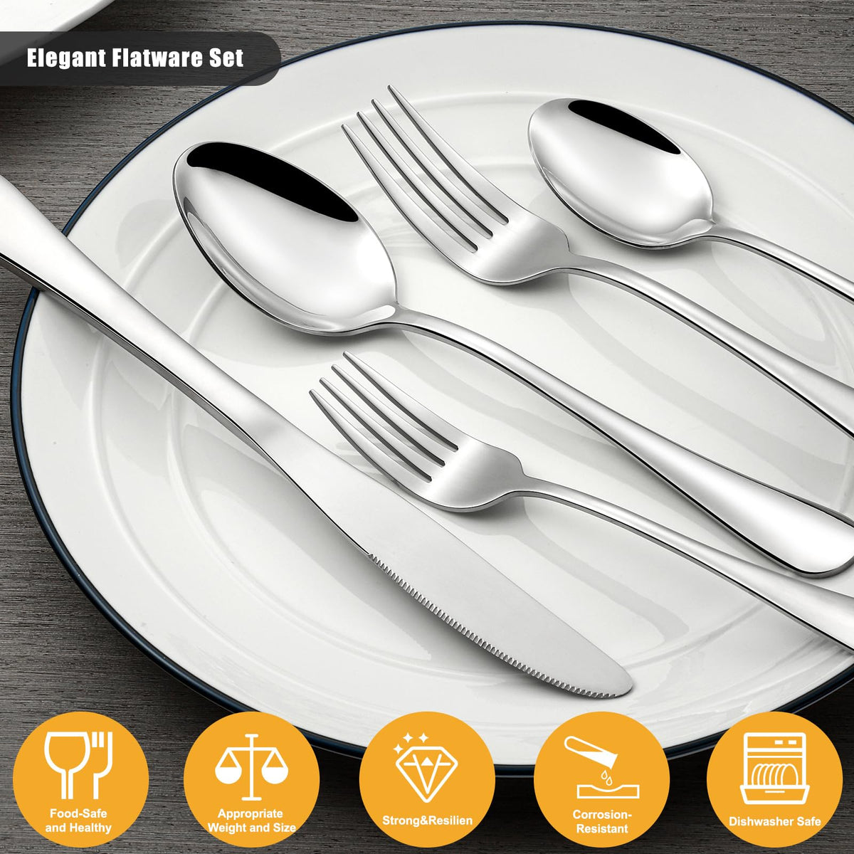 Silverware Set for 12, Stainless Steel 60 Piece Flatware Set