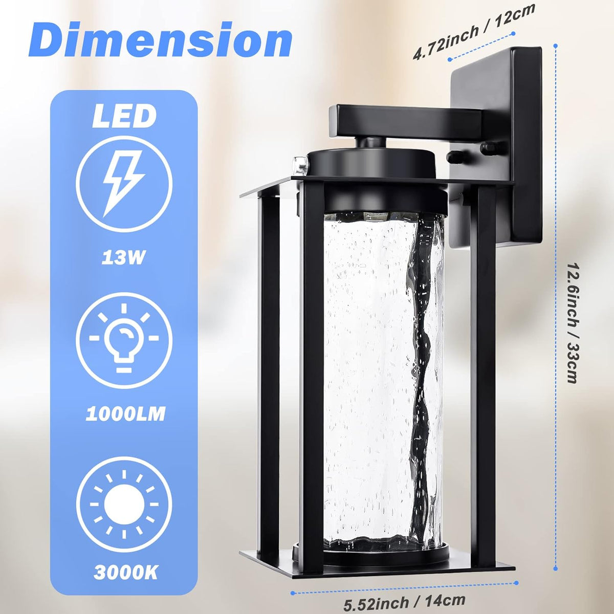 LED Dusk to Dawn Outdoor Light Fixtures - 2 Packs Modern Porch Lighting with Attractive Glass