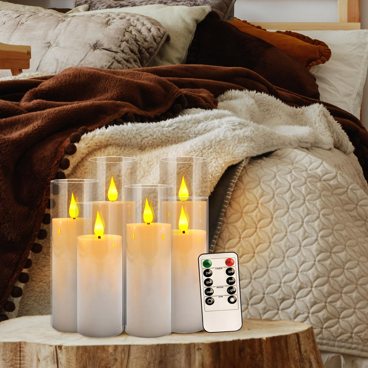 24 Pcs Acrylic LED Flameless Candles with 4 Remote, White, Flickering, Clear, Suitable for Wedding, Party, Home