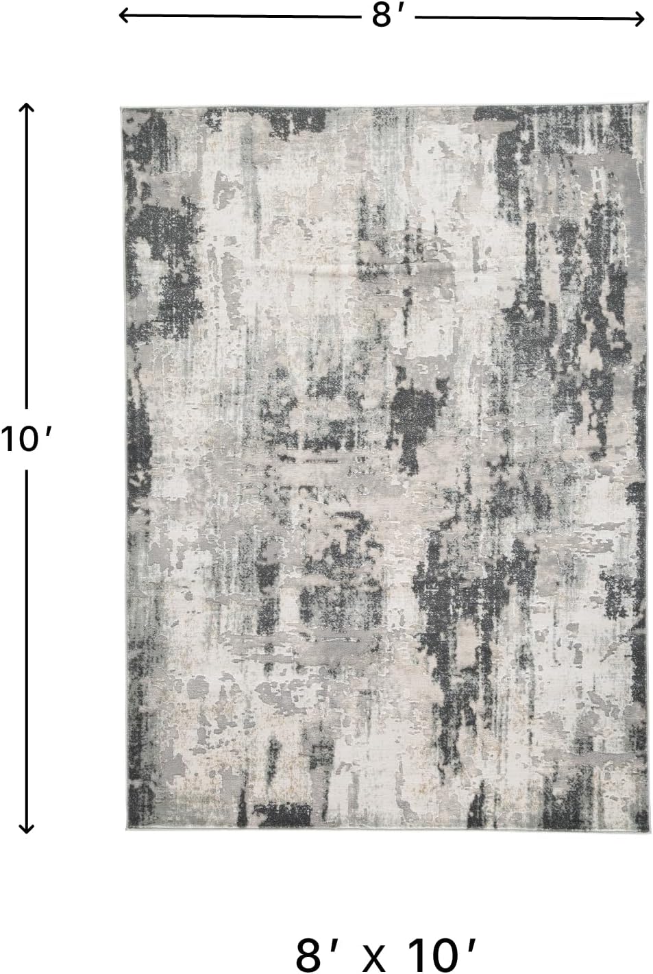 Mazatl Contemporary Medium Pile Abstract Design Rug, Cream, Gold & Gray