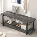 Industrial Entryway Bench with Storage, Rustic Wood and Metal Shoe Rack Bench Seat, 47 Inch Grey