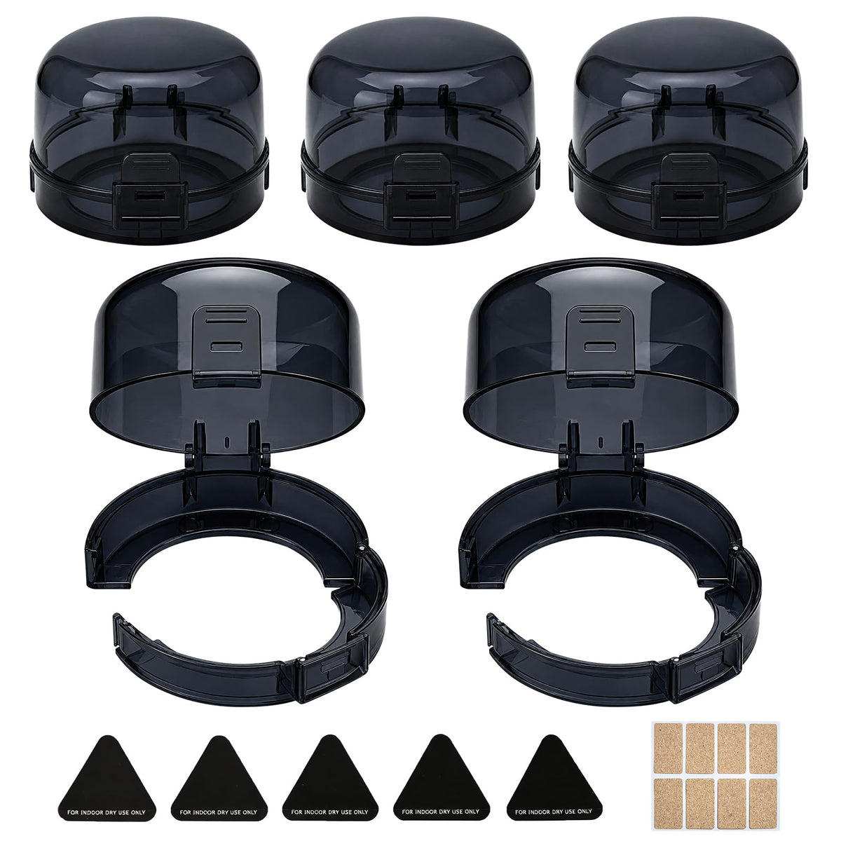 Stove Knob Safety Covers 5 Pack - Gas Stove Control Covers with Dual-Button Design, Heat-Resistant PC Protective Caps