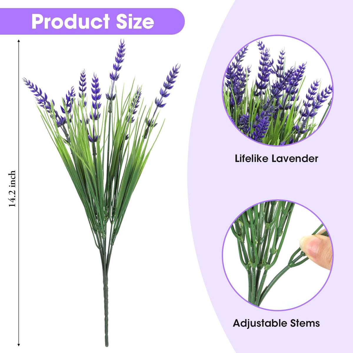 24 Bundles Fake Lavender Artificial Flowers for Outdoors, Purple