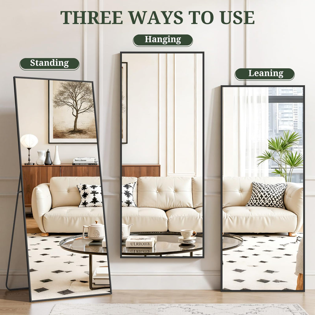 Mirror Full Length 64"x21", Rectangle Full Body Floor Mirrors with Stand