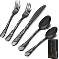 Black Silverware Set for 12, 60-Piece 18/0 Stainless Steel Utensils
