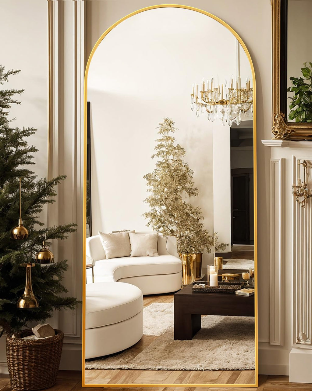 76" x34" Arched Full Length Mirror, Floor Mirror with Stand,Gold