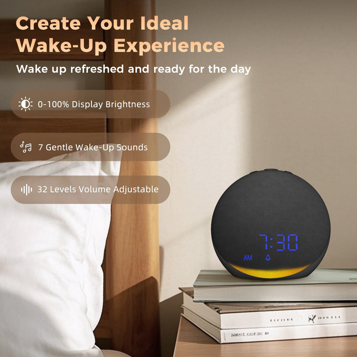 Sound Machine Alarm Clock : 25 Natural Sleep Sounds