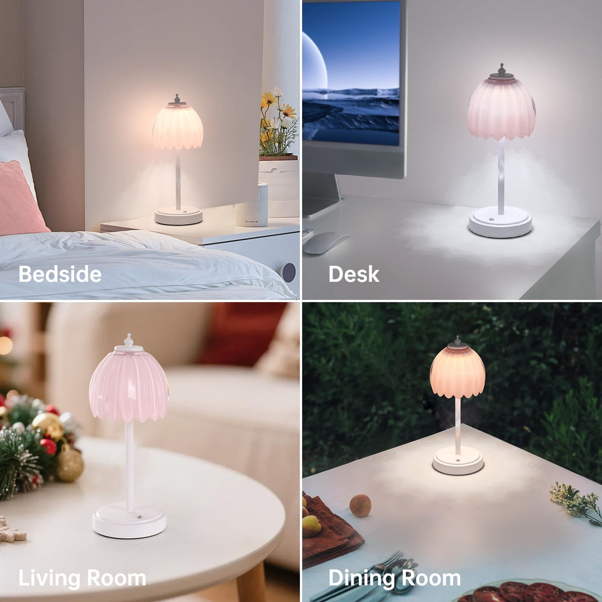 Rechargeable Table Lamp with 5200mAh Battery & Touch Control - 3 Adjustable Color Temperatures, Cordless Dimmable