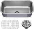 Stainless Steel 32 in 18 Gauge Undermount Kitchen Sink KBU44 | 18-gauge T304 stainless steel, rear-set drain, rounded