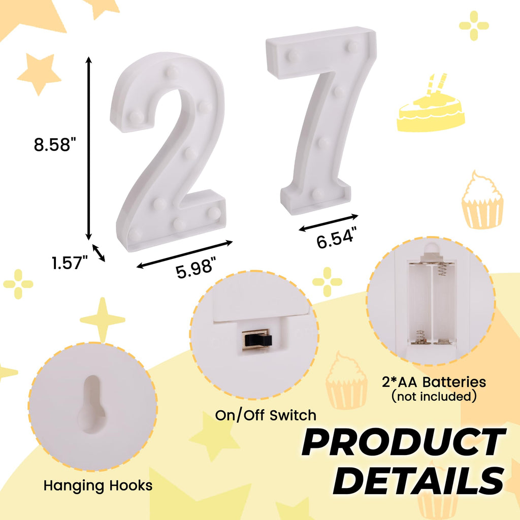 LED Light Up Numbers, Marquee Number Sign for 27th Birthday Decor(27)