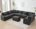 145" Oversized Modular Sectional Sofa U-Shaped Corner Cloud Couch with Ottoman, Convertible Deep Seat Velvet Couch