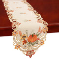 Thanksgiving Harvest Pumpkins Table Runners for Autumn Or Fall Decorations, Embroidery (14 × 90 Inches)