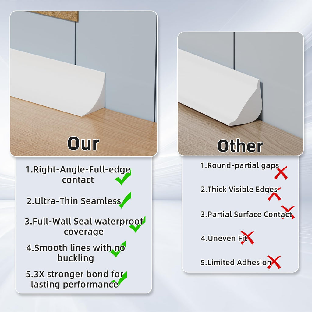 Flexible Quarter Round Molding Trim Peel and Stick 236Inch White