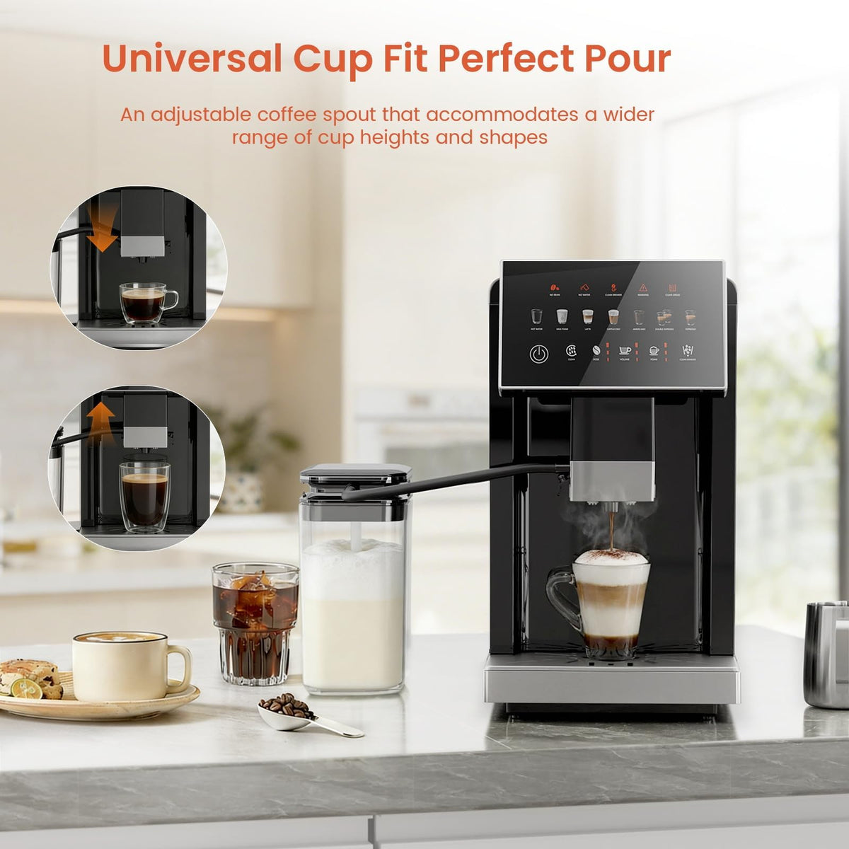 Automatic Espresso Machine with Grinder & Milk Frother