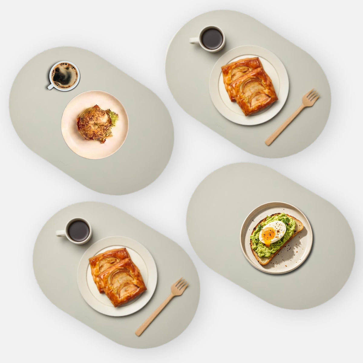 Oval Silicone Placemats - Heat Resistant, Waterproof, Easy to Clean Non-Slip Modern Dining Table Mats - Premium