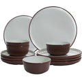 Fall Melamine Dishes Dinnerware Sets, 12-Piece Modern Plates and Bowls Set