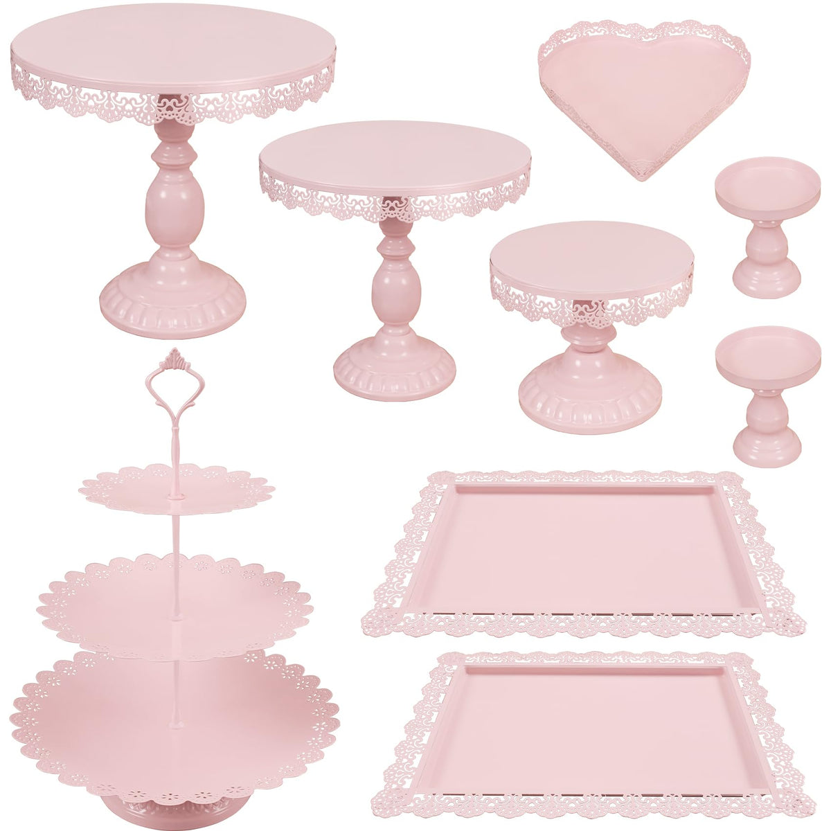 Set of 9 Metal Cupcake Stand Set Multiple Styles Candy Fruit Display Tower Dessert Plate Cake Serving Tray for