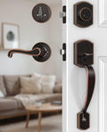 Oil Rubbed Bronze Front Door Handle and Deadbolt Set with Lever
