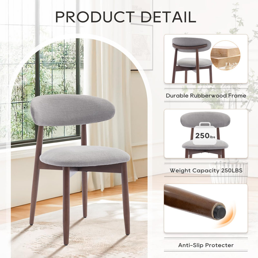 Wooden Dining Chairs Set of 2, Upholstered Kitchen Chair