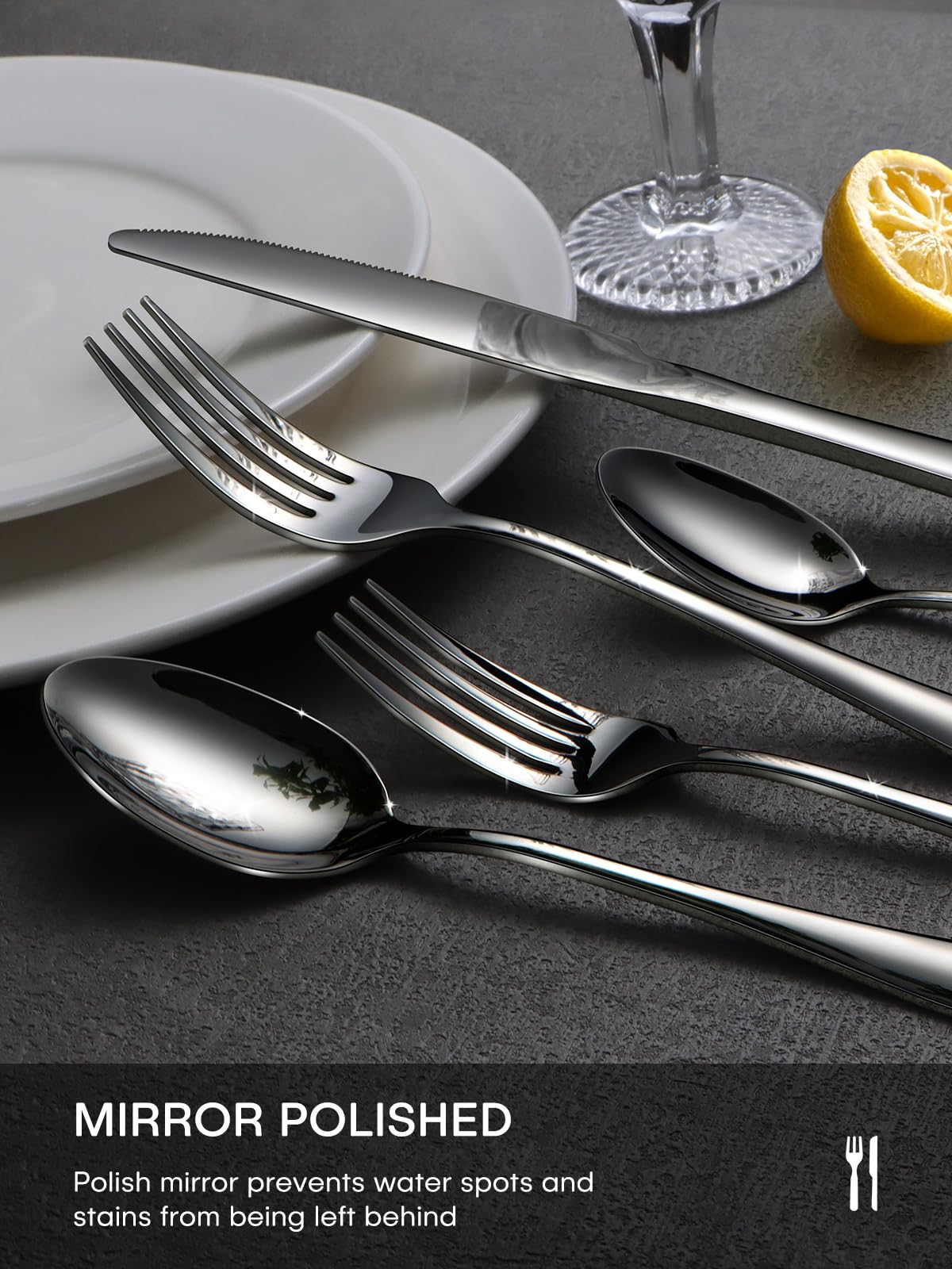 Black Silverware Set, 40 Piece Food-Grade Stainless Steel Flatware Set for 8 Include Spoons Knives and Forks Mirror
