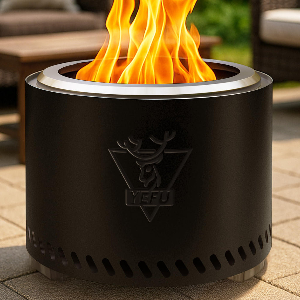19" Smokeless Fire Pit with Removable Ash Pan, Black