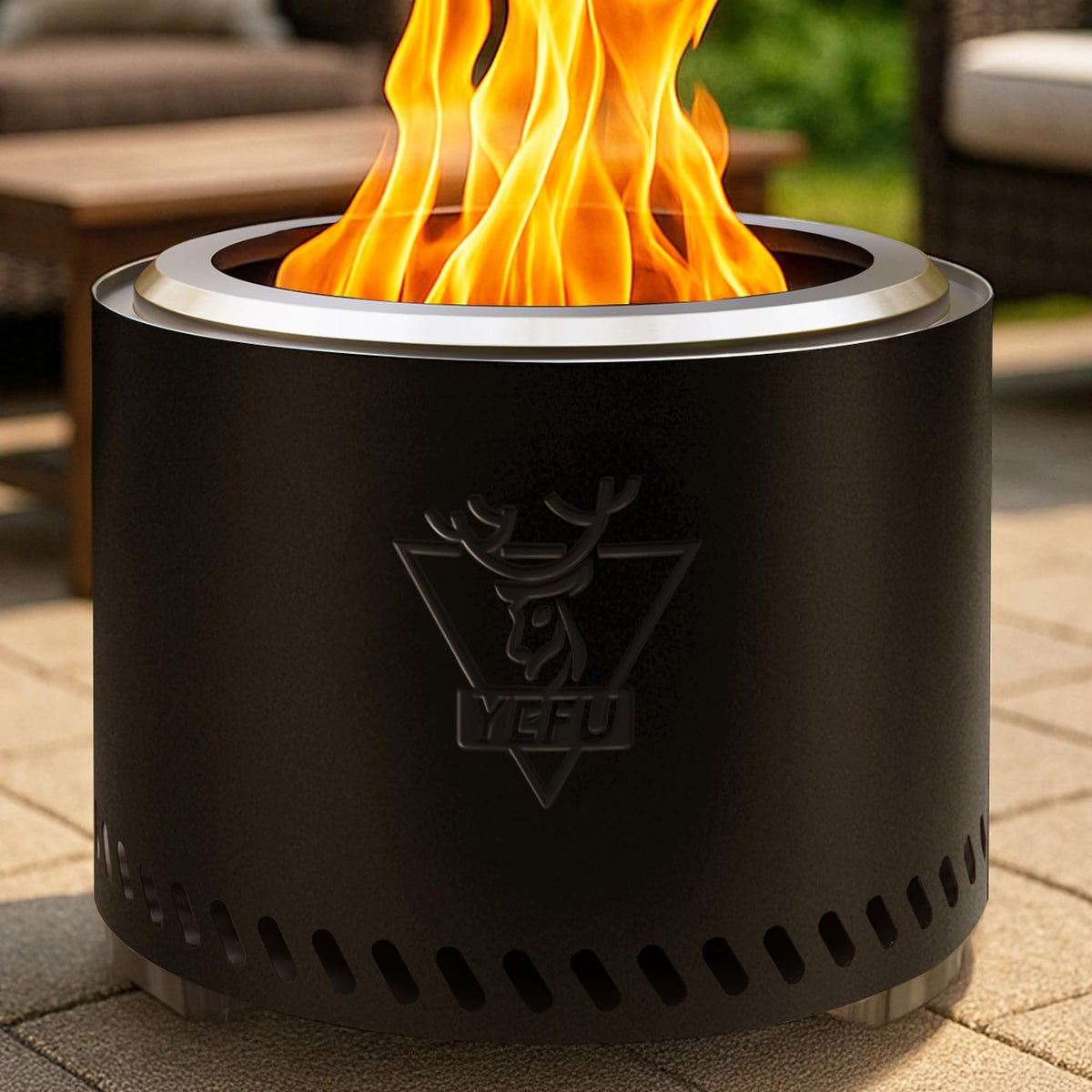 19" Smokeless Fire Pit with Removable Ash Pan, Black