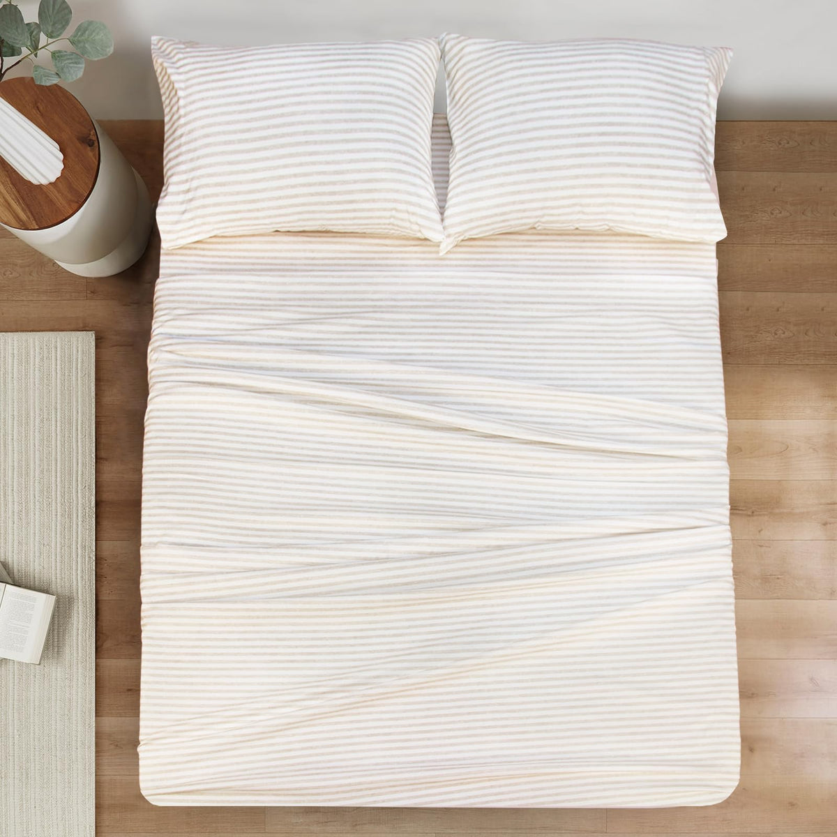 Striped Sheet Set - Hotel Luxury 1800 Bedding Sheets & Pillowcases - Deep Pocket Fitted Sheet, Soft