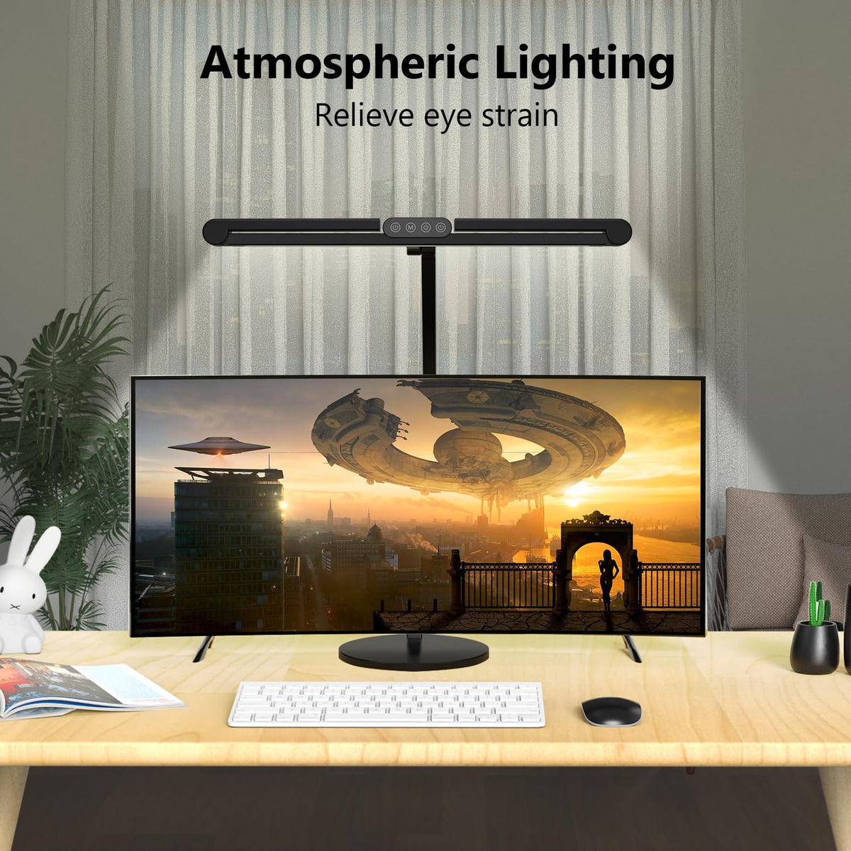 Architect Desk Lamp with Atmosphere Lighting, Adjustable Led Desk Light with Base, 24W Bright Auto Dimming Table