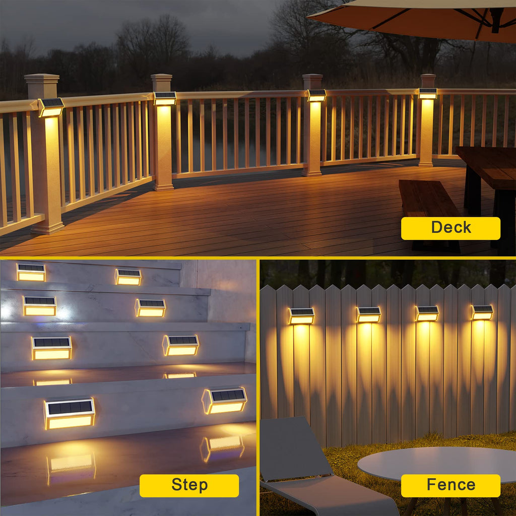 Solar Deck Lights, Suitable for Fence Step Stair-Warm White-10Pack
