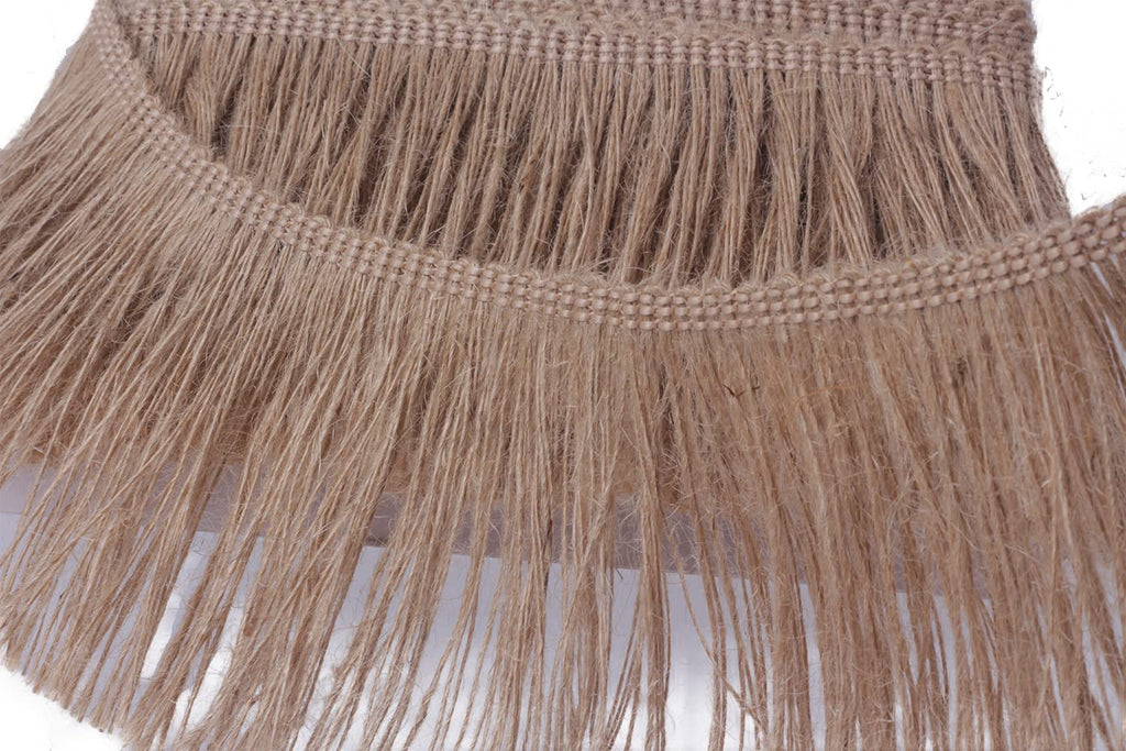 Burlap Fringe Trim Tassel Jute Lace 4 Inch Width 5 Yards Long for Clothes Accessories Latin Wedding Dress and DIY