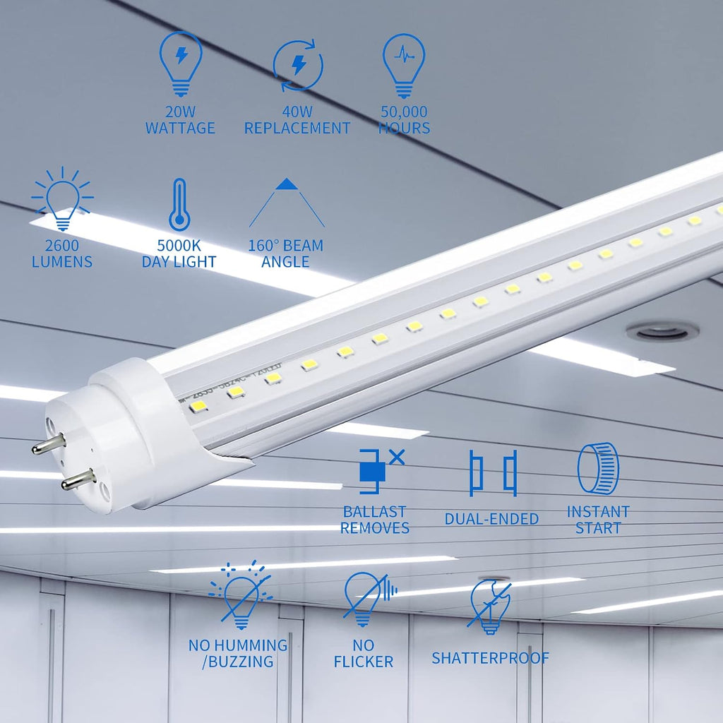 T8 LED Bulbs 4 Foot Tube Light, 4ft LED Shop Garage Light