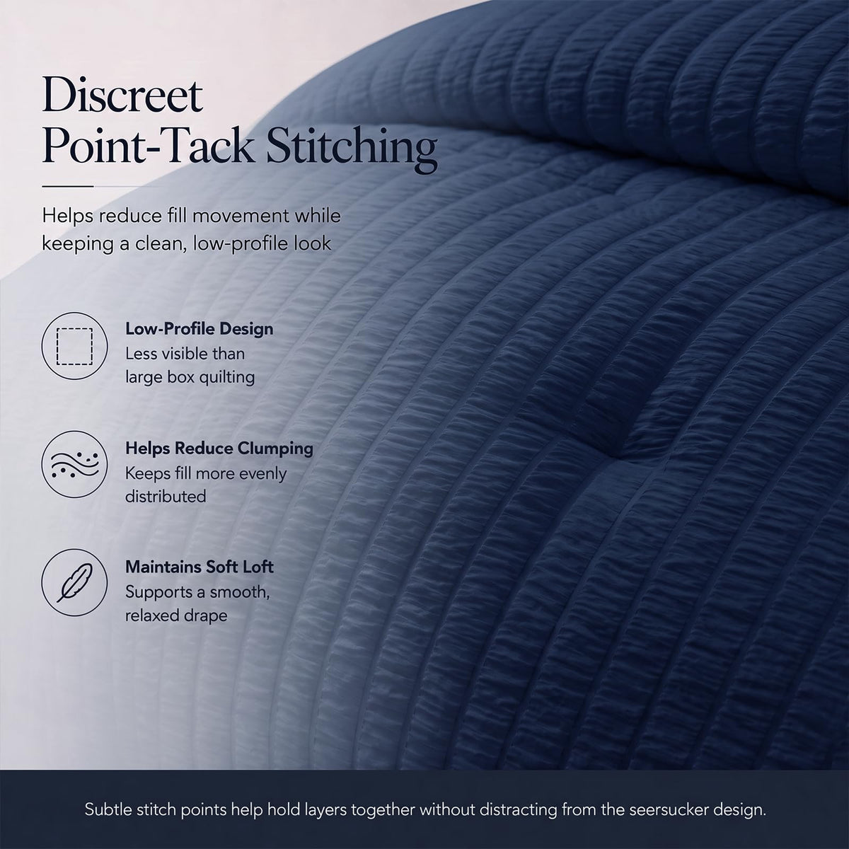 Comforter Set 120x98, 7-Piece Navy Blue Seersucker