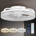 20" White Flush Mount Ceiling Fan with Light & Remote
