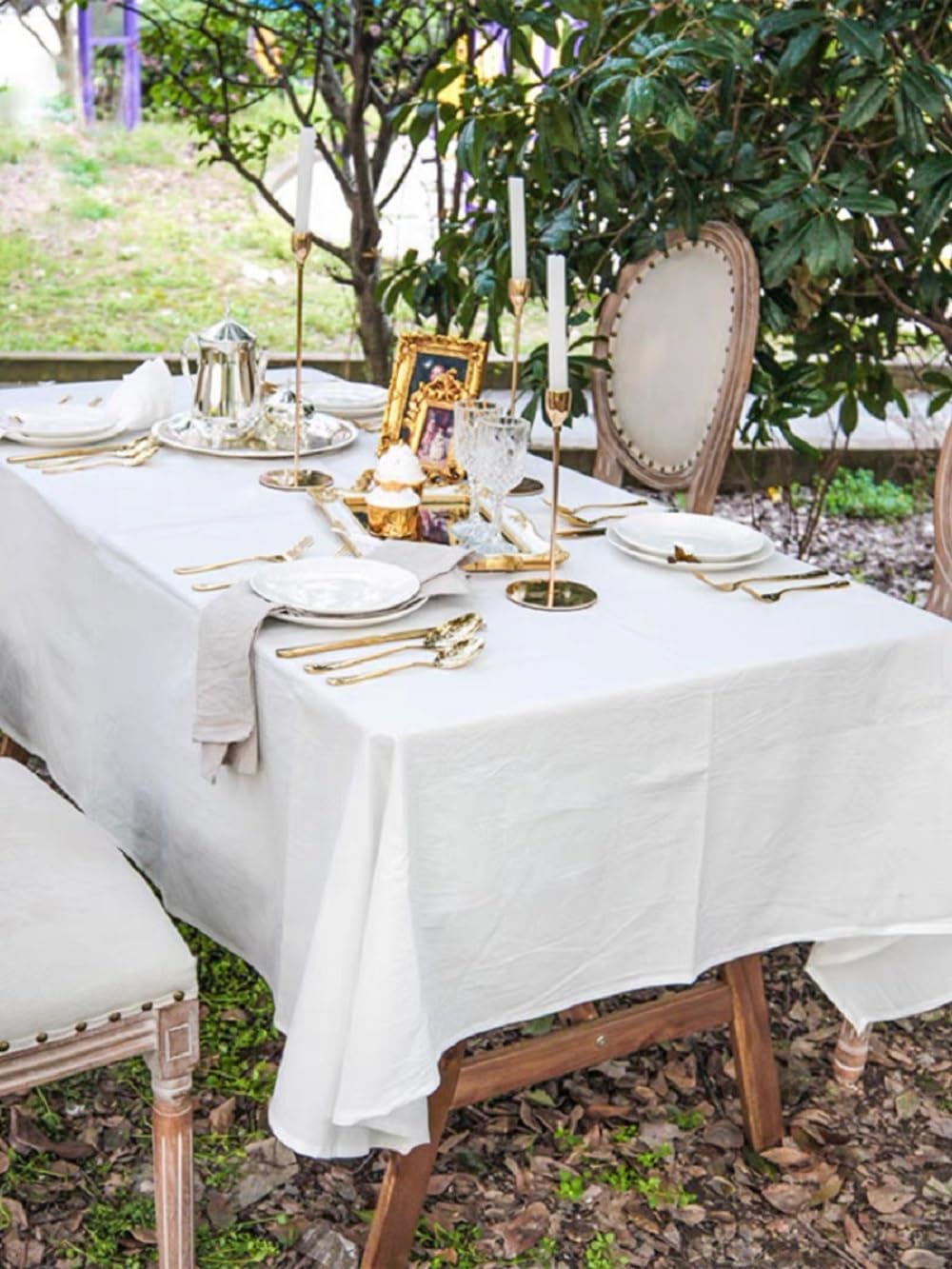 Cotton Tablecloth, 100% Cotton Fabric Table Cloth, Off White, 55 x 98 inch