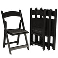 Resin Folding Chairs, Padded Seat, 800 lb, Black, 8 Pack